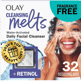 Olay Face Wash Retinol Cleansing Melts, Foaming Facial Cleanser Skin Care, 32 Count