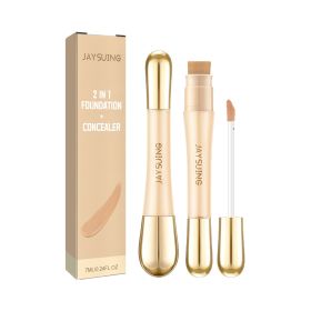 Jaysuing 2 In 1 Foundation + Concealer, Blemish Print Natural Concealer Long-Lasting Makeup Invisible Pore Concealer