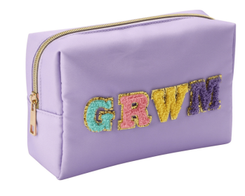 Purple GRWM Cosmetic Bag Large Makeup Organizer Pouch
