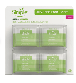Simple Cleansing Facial Wipes, 25 ct., 4 pk.