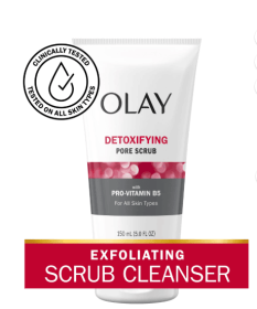 Olay Face Wash, Regenerist Detoxifying Pore Scrub Facial Cleanser, Face Scrub for All Skin Types, 5.0 fl oz