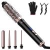 5 in 1 Curling Wand Hair Curling Iron Brush Anti-Tangle Hair Thermal Brush Curler with 4 Heating Levels 360° Rotatable Cable 5 Interchangeable Barrels