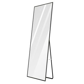 Full Length Mirror 63x18.9in Aluminum Alloy Wall Mirror Free Standing Floor Mirror Hanging Leaning Against Wall for Dressing Bedroom Living Room (Option: Black)