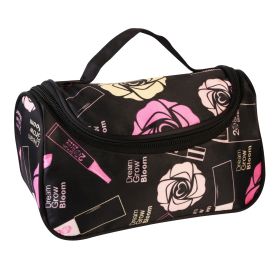 Travel Makeup Bag Portable Cosmetic Organizer with Cosmetic Mirror Waterproof Toiletry Wash Bag for Women (Option: Rose)