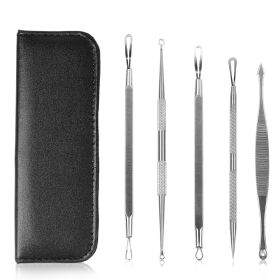 5 Pcs Blackhead Remover Kit Pimple Comedone Extractor Tool Set Stainless Steel Facial Acne Blemish Whitehead Popping Zit Removing for Nose Face Skin C (Option: PcsKit)
