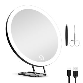 30X Magnifying Mirror With Light 3 Colors Dimmable Brightness Included Tweezer Scissor 
Travel Magnifying Makeup Mirror with Suction Cup 360° Adjusta (Option: Black)